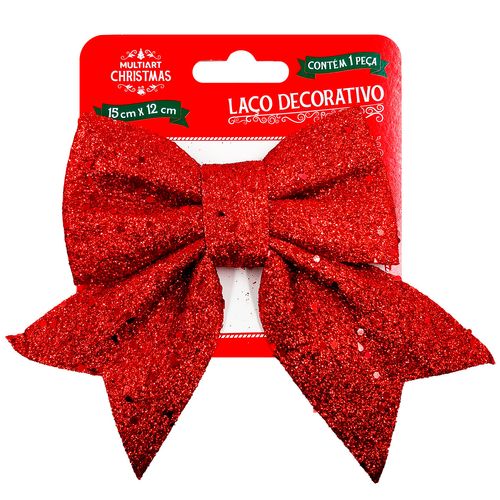 Laço Natalino Decorativo 15cm em Plastico Multiart
