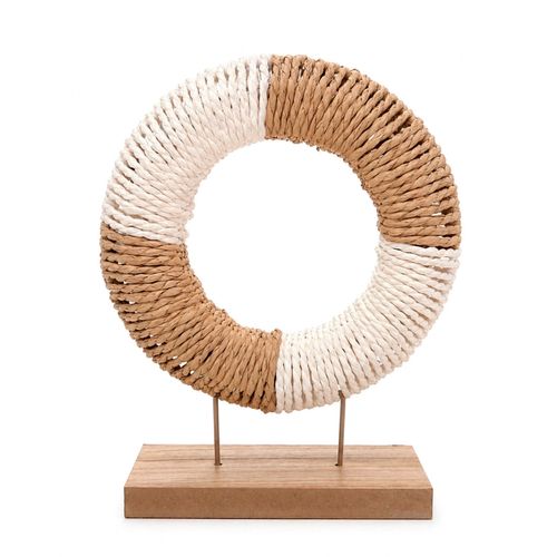 Escultura Circular Trançada 25x19,5cm em Fibra Natural Livon