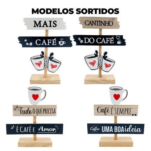 Placa Cantinho do Café 20x19cm em MDF Livon