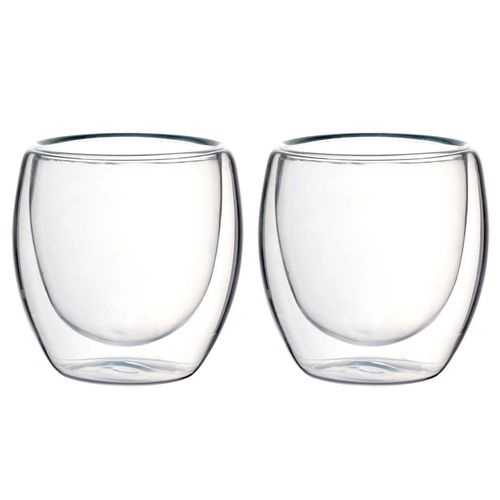 Jogo de Copos Parede Dupla 2 Peças 90ml em Vidro Vista Home