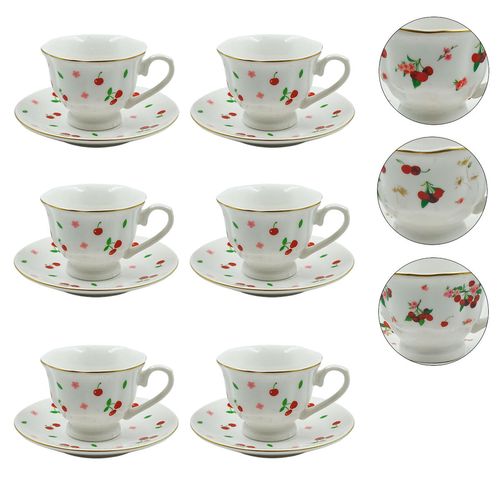 Jogos Xícara C/ Pires Cherry 90ml em Cerâmica Lila Home