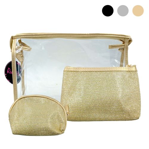 Nécessaire Shine 3 Peças 25cm em Poliéster Rubys
