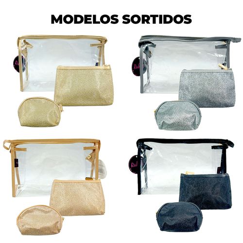 Nécessaire Shine 3 Peças 25cm em Poliéster Rubys