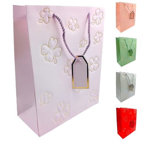 Sacola P/ Presente Trevo 32x12cm em Papel Amigold
