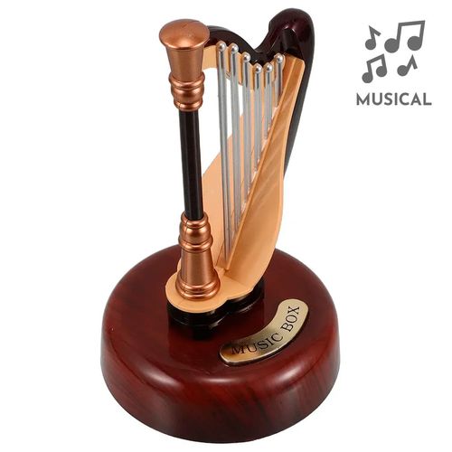 Caixa Musical Harpa Decorativa 18cm em Plástico Livon