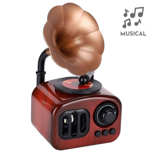 Caixa Musical Gramofone Decorativa 18cm em Plástico Livon
