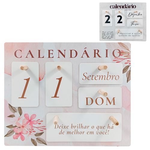 Calendário de Mesa Decorativo 24x20cm em MDF Livon