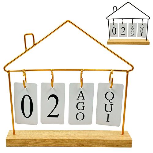 Calendário de Mesa Casinha 26,8cm em Madeira Dcarte