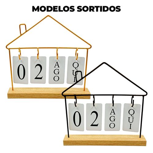 Calendário de Mesa Casinha 26,8cm em Madeira Dcarte