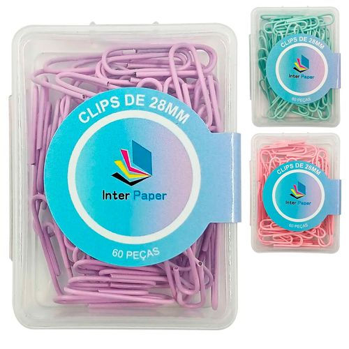 Jogo de Clips Color 60 Peças 28mm em Metal Interponte