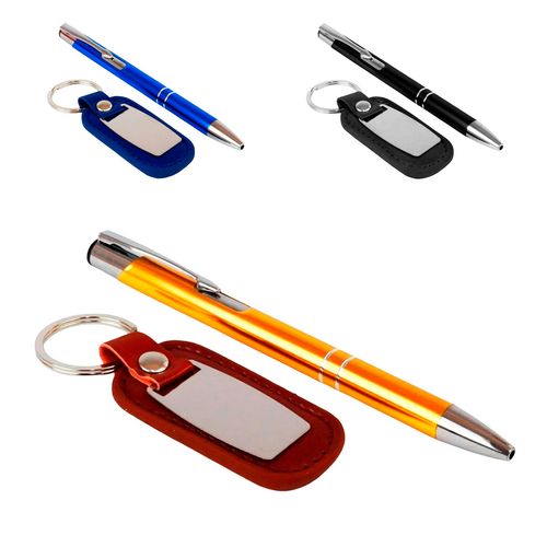 Kit Chaveiro + Caneta 2 Peças em Metal Interponte