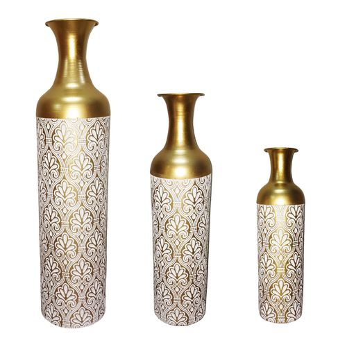 Jogo de Vasos Ornamental 3 Peças em Metal Livon