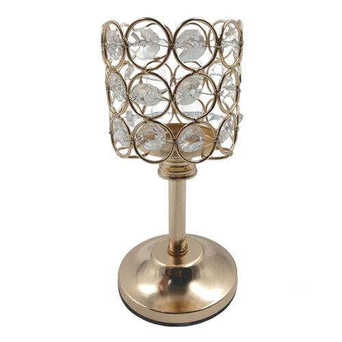 Castiçal de Cristal Decorativo 16cm em Metal Livon