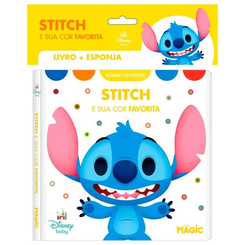 Livro de Banho C/ Esponja Stitch 14x14cm em Plástico Magic Kids