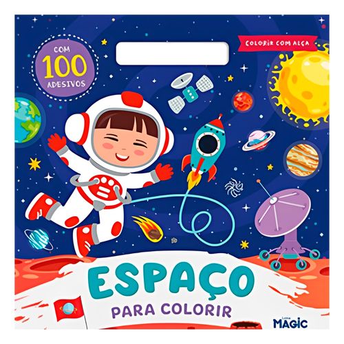Livro de Colorir Espaço 100 Adesivos em Papel Magic Kids