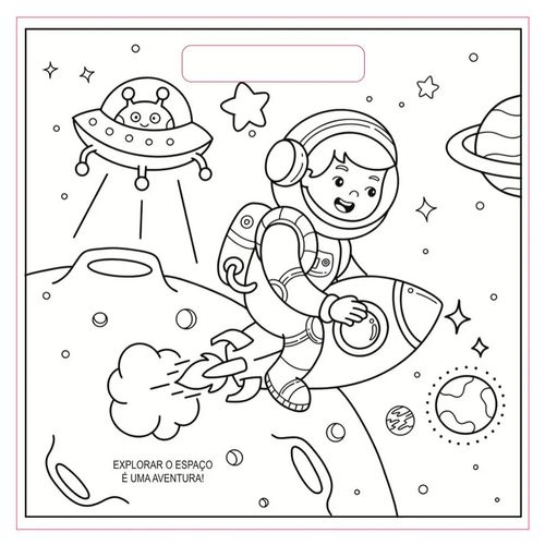 Livro de Colorir Espaço 100 Adesivos em Papel Magic Kids