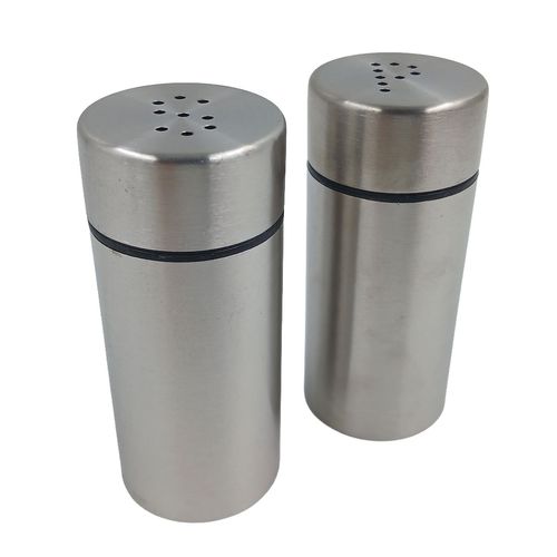 Kit Saleiro e Pimenteiro 2 Peças Aço Inox e Vidro UniHome