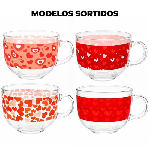 Caneca Love 470ml em Vidro Kehome