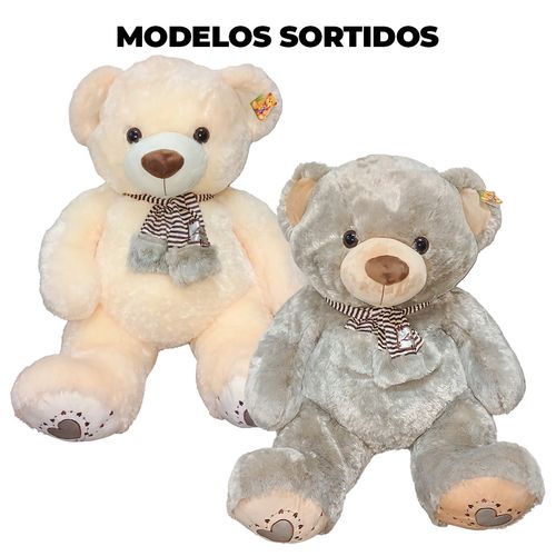 Urso de Pelúcia C/ Cachecol 80cm em Poliéster Fizzy