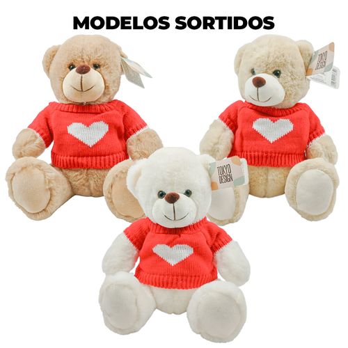 Urso De Pelúcia C/ Suéter 24cm em Poliéster Multiart