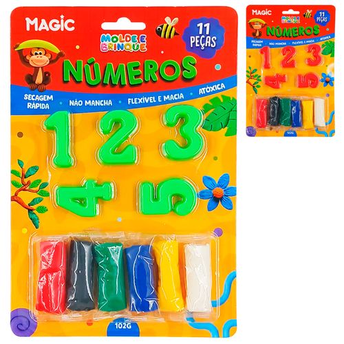 Massinha Molde e Brinque Números 11 Peças em Plástico Magic Kids
