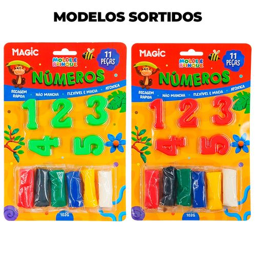 Massinha Molde e Brinque Números 11 Peças em Plástico Magic Kids