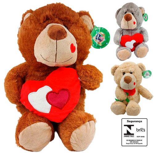 Urso de Pelúcia Apaixonado 40cm em Poliester Tuka Toys
