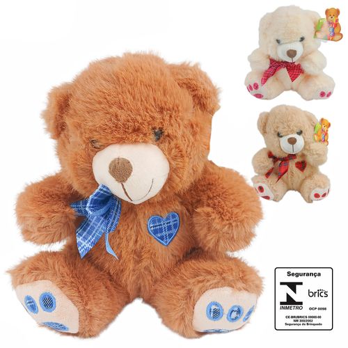 Urso de Pelúcia Laço 20cm em Poliéster Fizzy