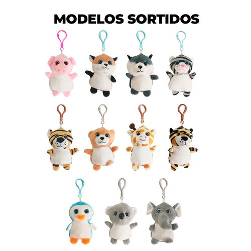 Chaveiro Bichinhos de Pelúcia 10cm em Poliéster Fizzy