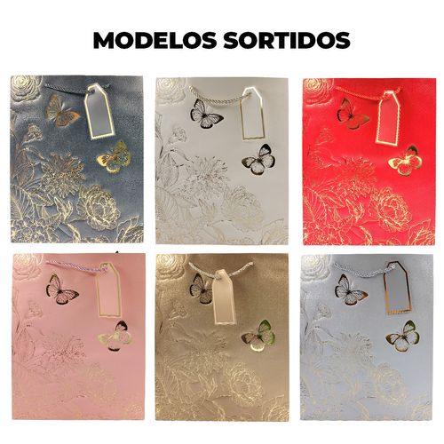 Sacola P/ Presente Borboleta 32x26x12cm em Papel Dcarte