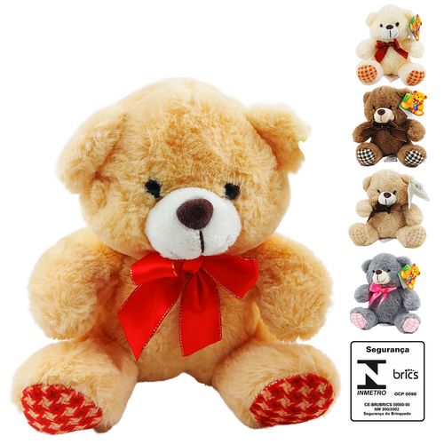 Urso de Pelúcia Laço 18cm em Poliéster Fizzy
