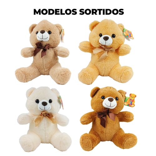 Urso de Pelúcia Laço 25cm em Poliéster Fizzy