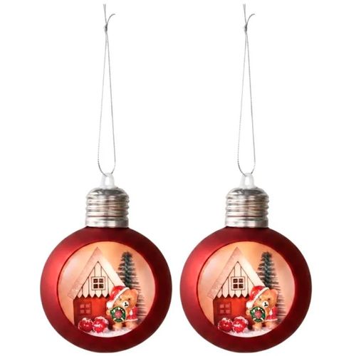 Bola de Natal Aberta Decorativa C/ LED 12cm em Plastico Fartex