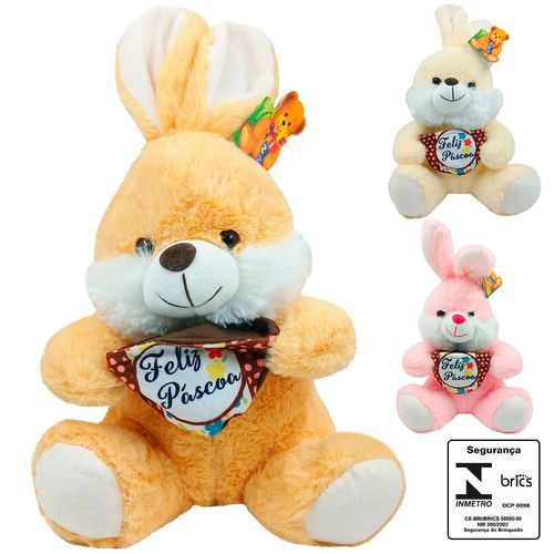Coelho de Pelúcia C/ Coração 35cm em Poliester Fizzy