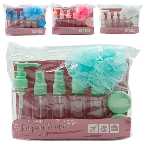 Kit Viagem Color 11 Peças em Plástico Dcarte