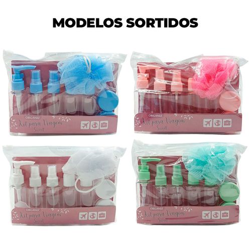Kit Viagem Color 11 Peças em Plástico Dcarte