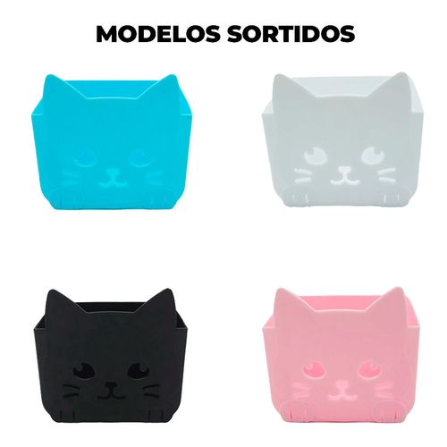 Organizador Multiuso Gatinho 9x9,5cm em Plástico Interponte