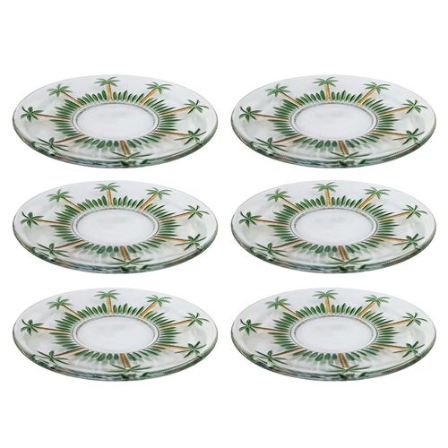 Jogo de Prato P/ Sobremesa Palm Hand 6 Peças 19cm em Vidro Rojemac