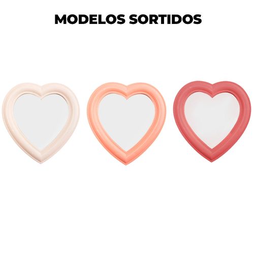 Espelho de Mesa Coração 18cm em Plástico Livon