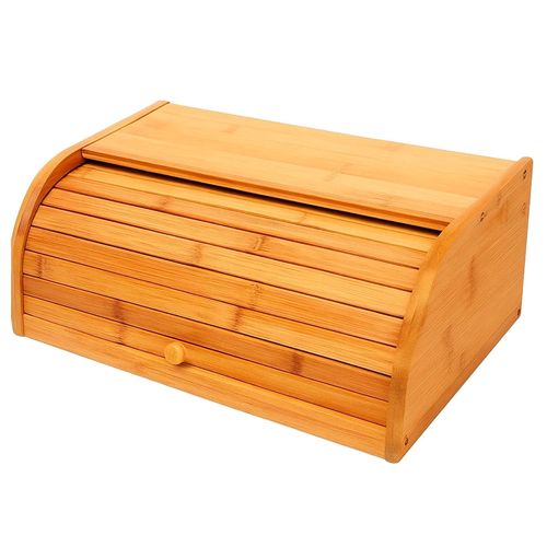 Porta Pão C/ Tampa Retrátil 39x23cm em Bambu Y888