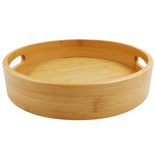 Bandeja Redonda 25x5cm em Bambu Kehome