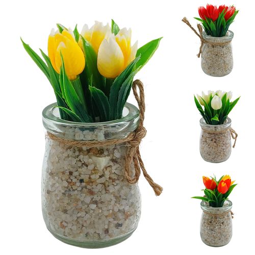 Vaso Decorativo C/Flor 13x6cm em Vidro Multiart