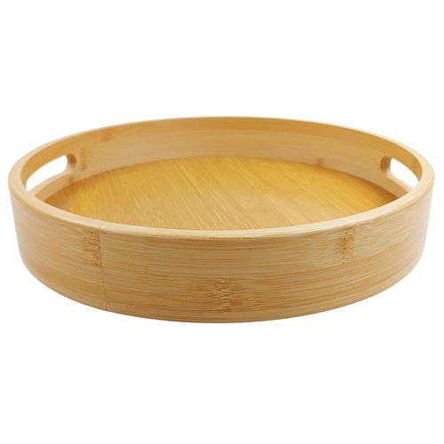 Bandeja Redonda 30x5cm em Bambu Kehome