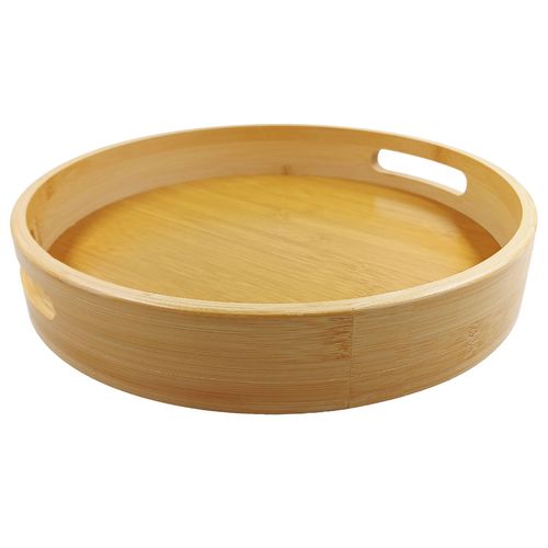 Bandeja Redonda 30x5cm em Bambu Kehome