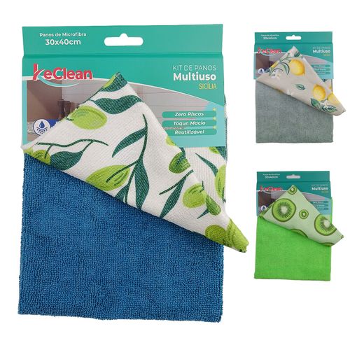 Kit Pano Microfibra 30x40cm 2 Peças em Poliéster Kehome