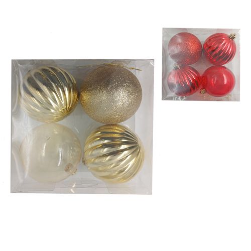 Jogo de Bolas Natalina 8cm 4Peças em Plástico Fartex