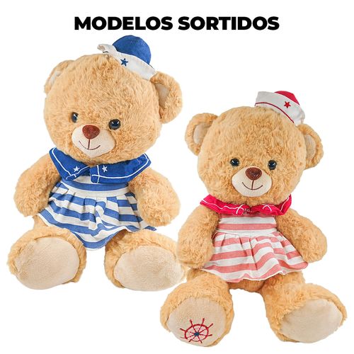 Urso de Pelúcia Marinheiro 32cm em Poliester Tuka Toys