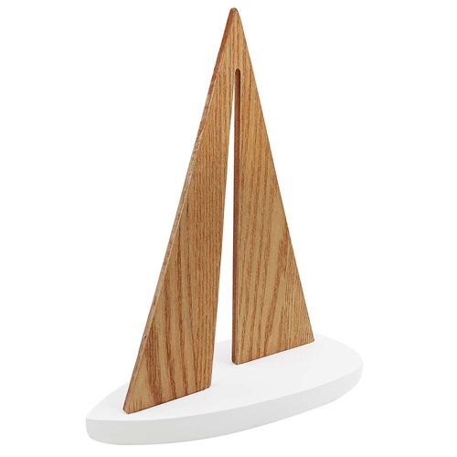 Escultura Veleiro Decorativo 19cm em Madeira Mai Home