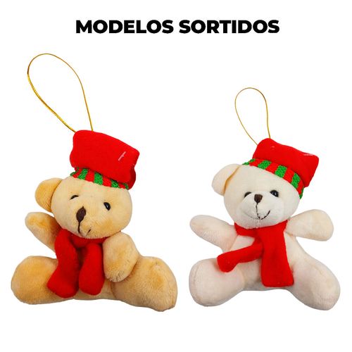 Urso de Pelúcia Natalino 7x10cm em Poliéster Livon