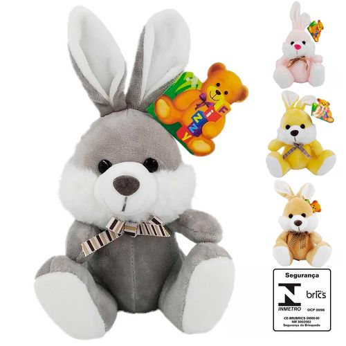 Coelho C/ Laço 17cm em Pelúcia Fizzy